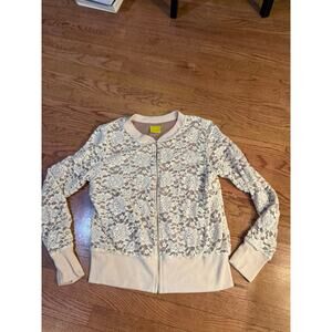 Mod Lusive Lace Zip Cardigan Jacket Ivory White W Large-small hole in lining